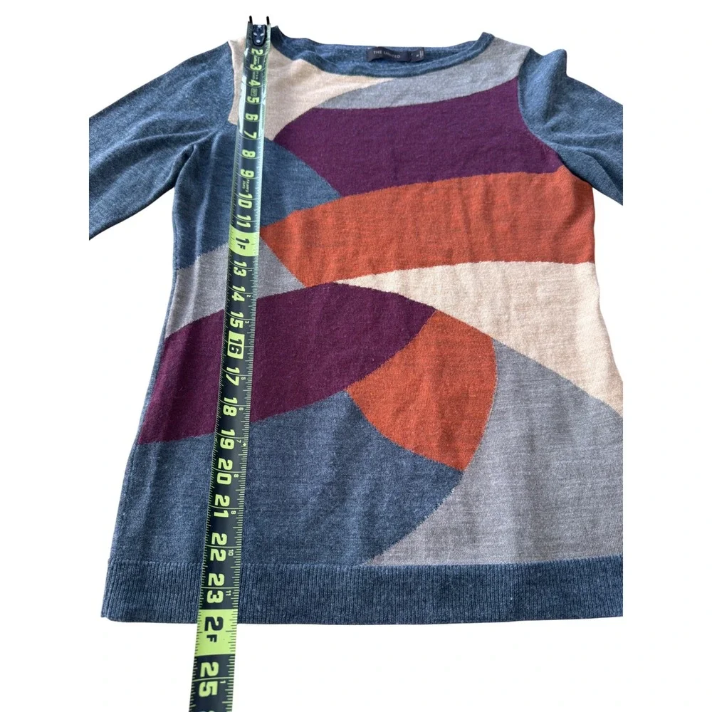 Limited Abstract Colorblock Merino Wool Blend Sweater Womens Medium Geometric